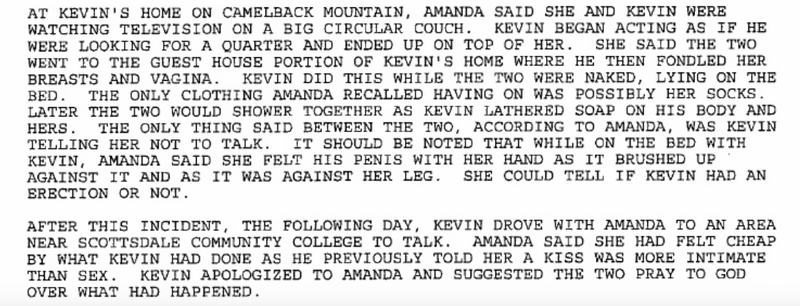 Text from a 1996 police report from child molestation investigation of Kevin Johnson